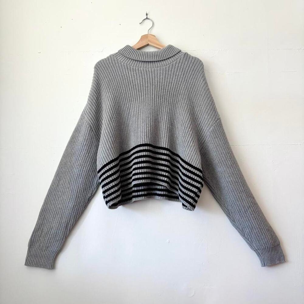 $178 For Days Oversized Org Cotton Turtleneck Chunky Sweater Slow Fashion SZ M
